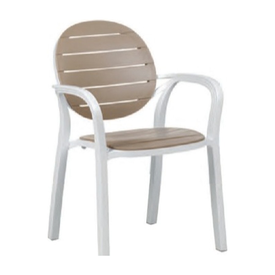 Chaise Palma taupe & blanc